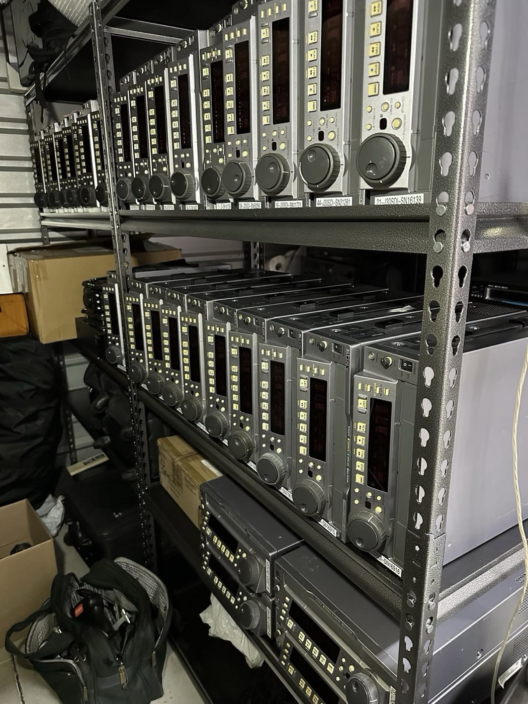 Shelves of compact Sony decks