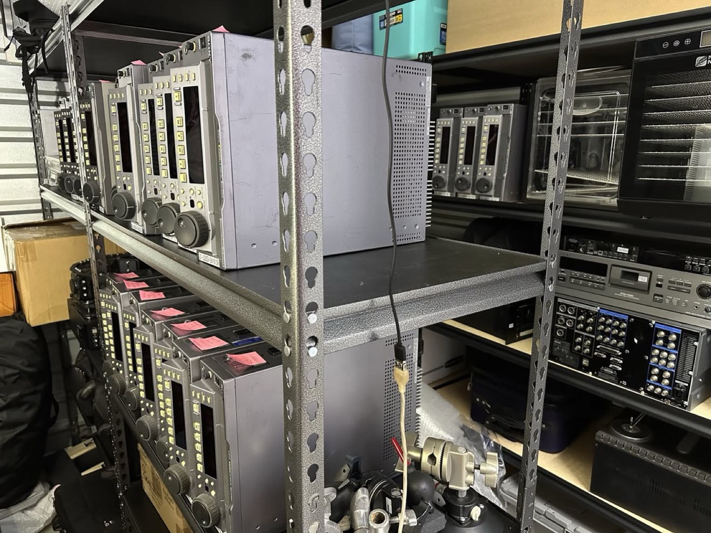 Shelves of mixed broadcast decks